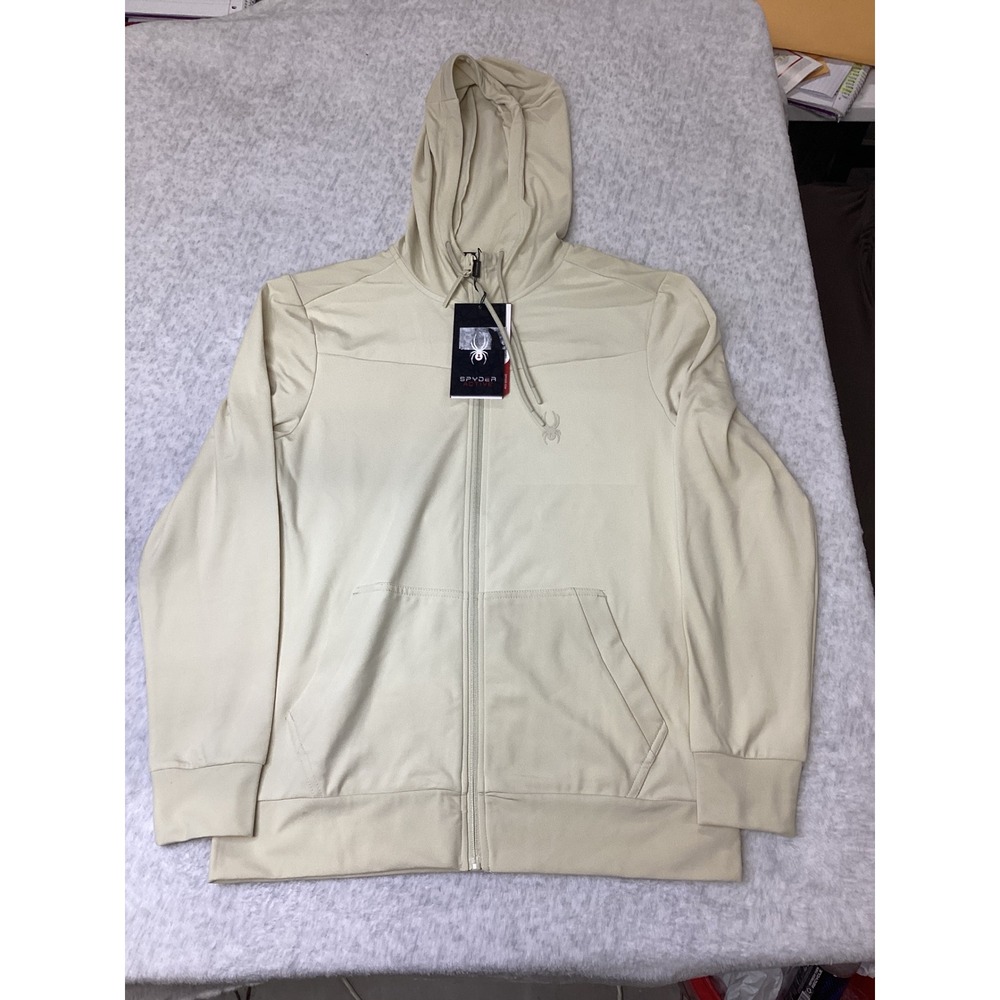 Spyder Active Mens ProWeb Full Zip Hoodie Tan Beige SPM888RD Medium NEW